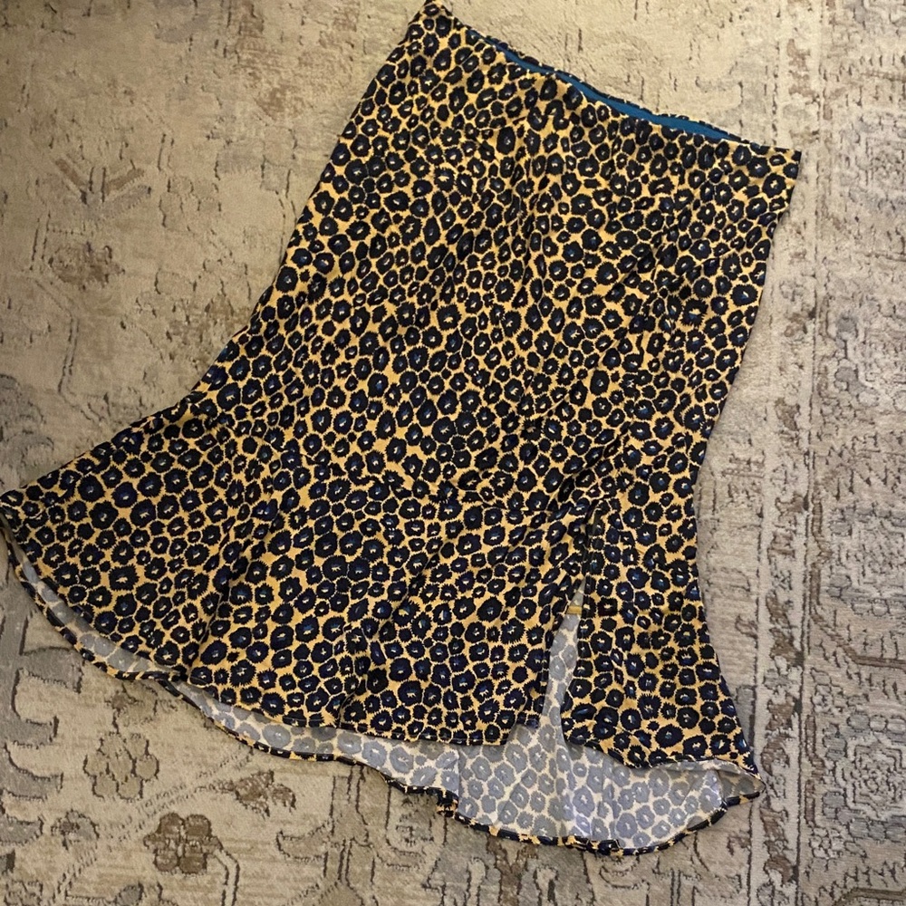 Mauve Leopard Print Flared Skirt